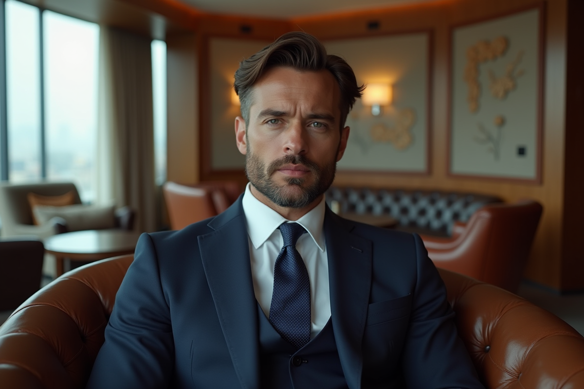 Homme en costume dans un salon d